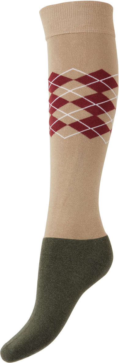 KANTRIE Thermo-Kniestrümpfe beige/dunkelrot KANTRIE Thermo-Kniestrümpfe beige/dunkelrot